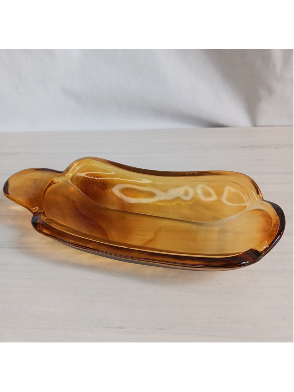 Indiana Glass Amber Flat Banana Split Boat Diner